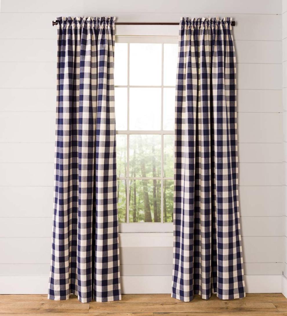 Plow &amp; Hearth Valances | Indoor Living Buffalo Check Rod-Pocket Cotton Curtain Pairs