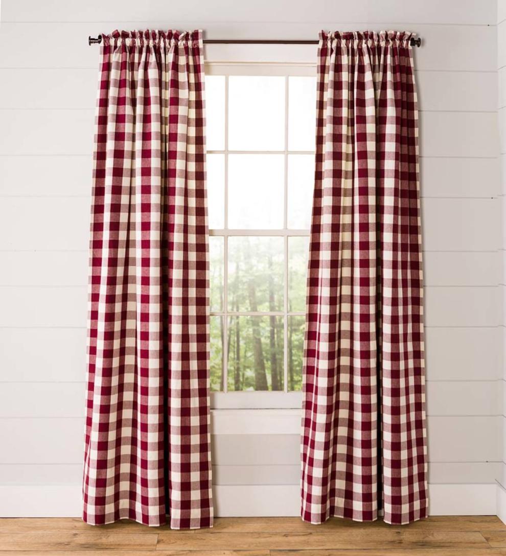 Plow &amp; Hearth Valances | Indoor Living Buffalo Check Rod-Pocket Cotton Curtain Pairs