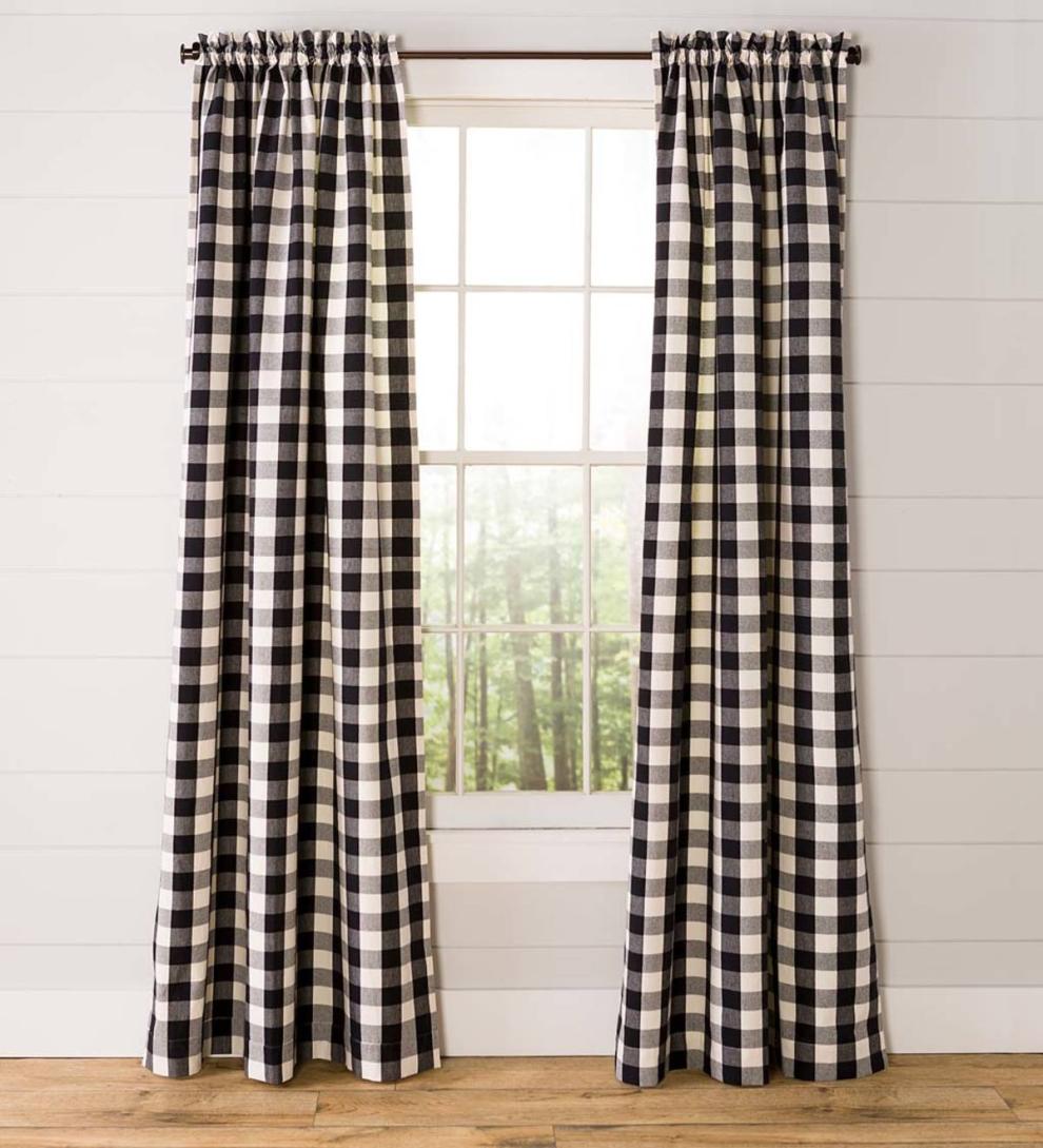 Plow &amp; Hearth Valances | Indoor Living Buffalo Check Rod-Pocket Cotton Curtain Pairs