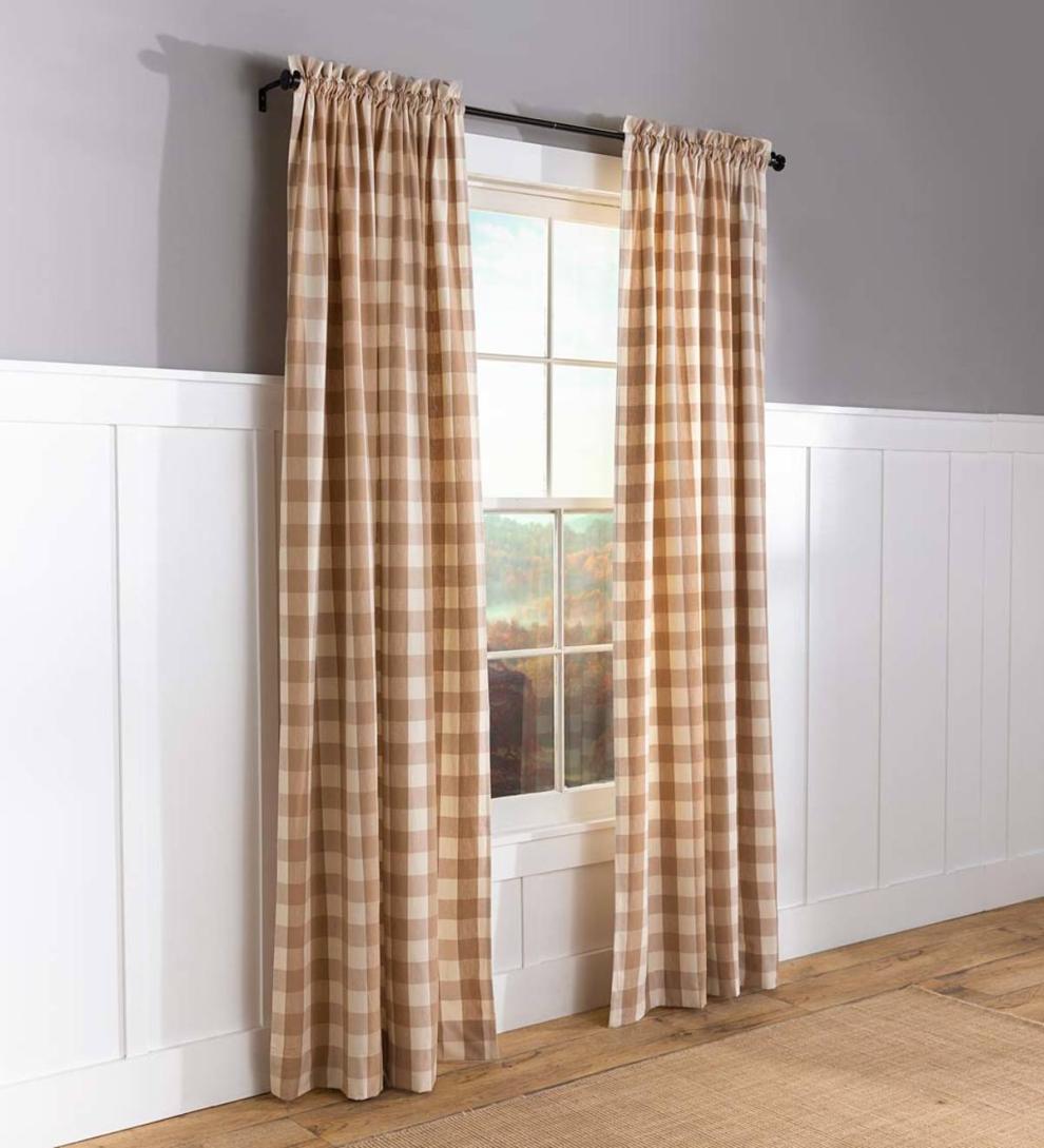 Plow &amp; Hearth Valances | Indoor Living Buffalo Check Rod-Pocket Cotton Curtain Pairs