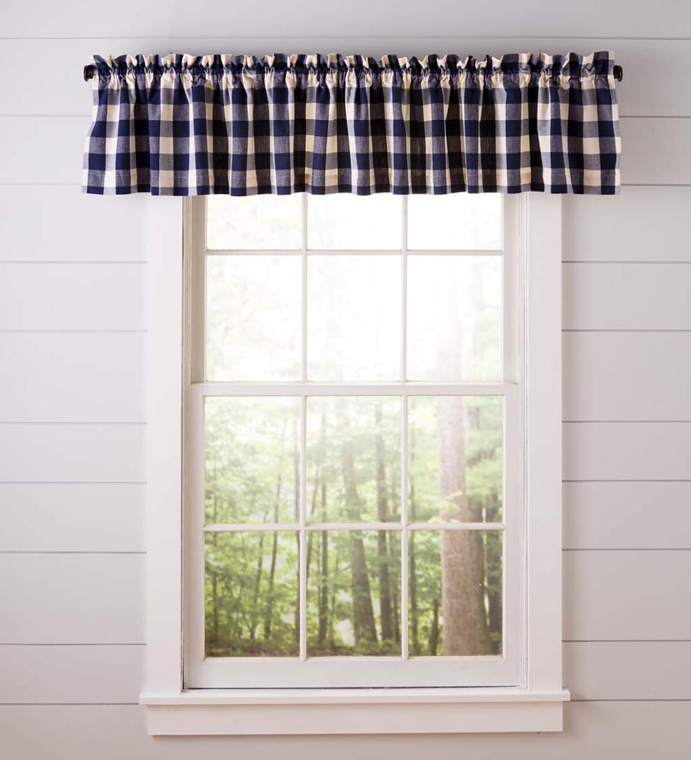 Plow &amp; Hearth Valances | Indoor Living Buffalo Check Rod-Pocket Cotton Curtain Pairs