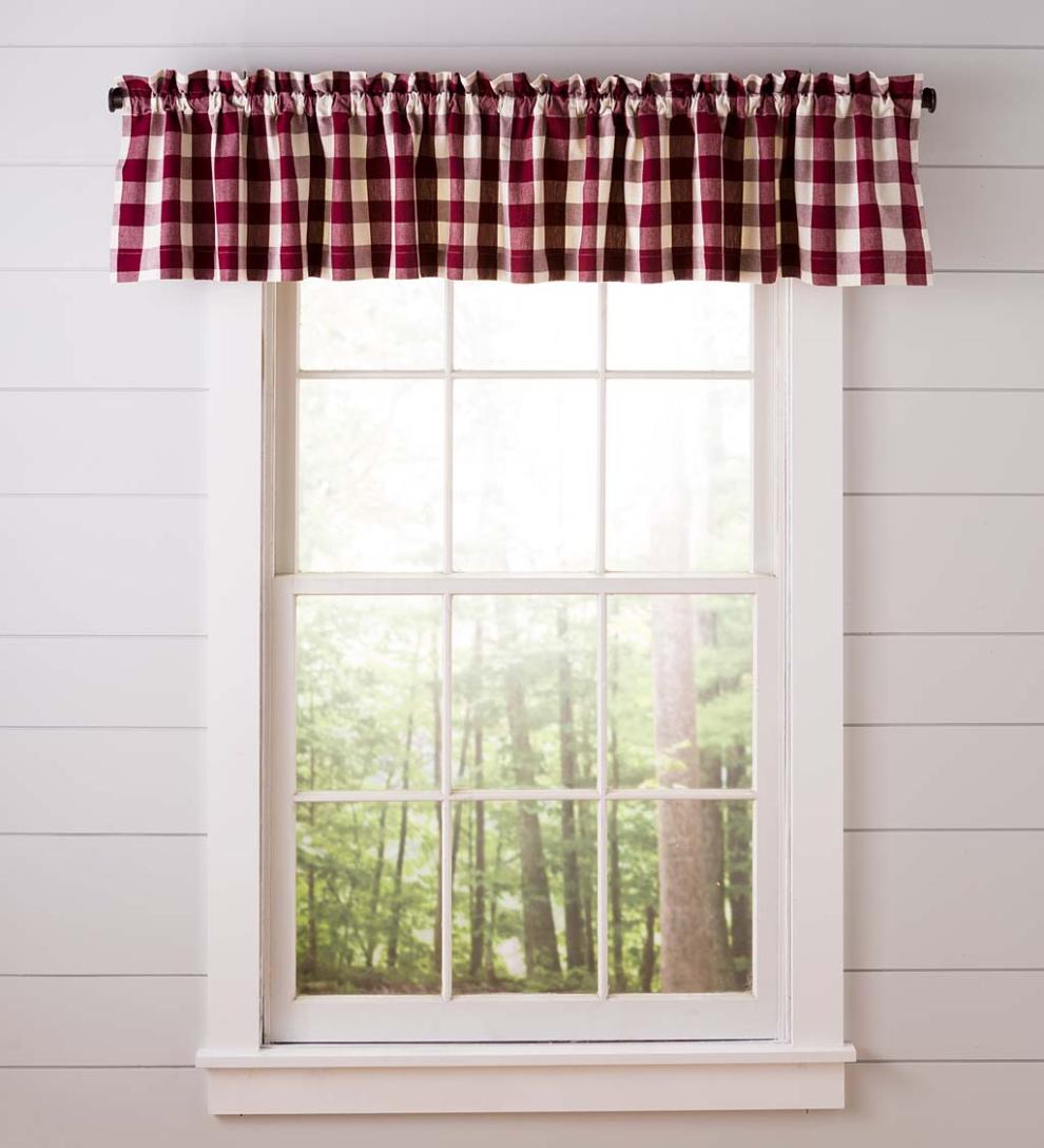 Plow &amp; Hearth Valances | Indoor Living Buffalo Check Rod-Pocket Cotton Curtain Pairs