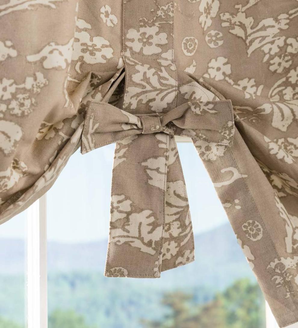 Plow &amp; Hearth Valances | Indoor Living Floral Damask Bow Tie Window Valance - Blue