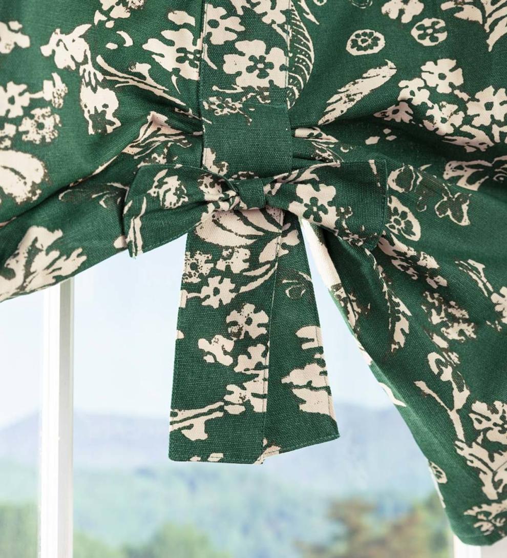 Plow &amp; Hearth Valances | Indoor Living Floral Damask Bow Tie Window Valance - Blue