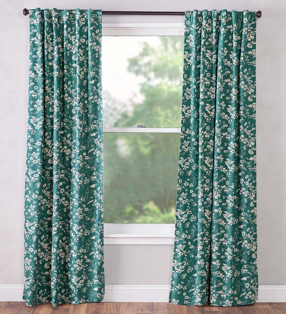 Plow &amp; Hearth Valances | Indoor Living Floral Damask Rod-Pocket Homespun Insulated Curtain Panel