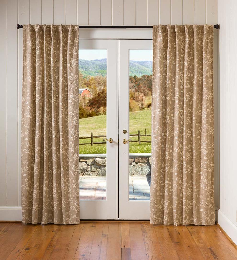 Plow &amp; Hearth Valances | Indoor Living Floral Damask Rod-Pocket Homespun Insulated Curtain Panel