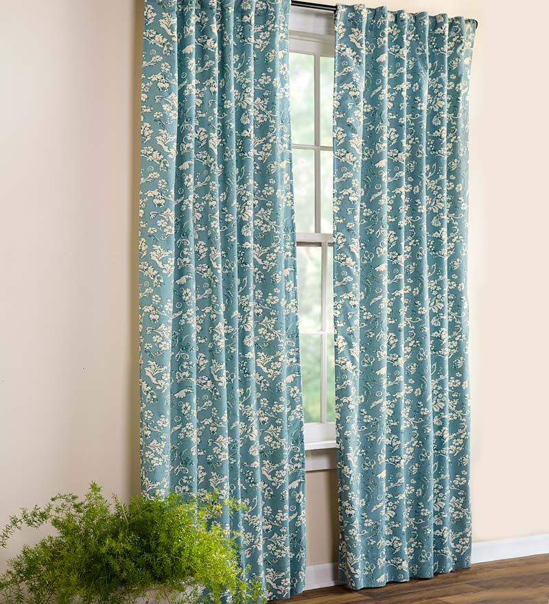Plow &amp; Hearth Valances | Indoor Living Floral Damask Rod-Pocket Homespun Insulated Curtain Panel