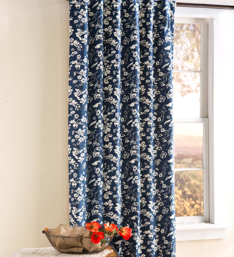 Plow &amp; Hearth Valances | Indoor Living Floral Damask Rod-Pocket Homespun Insulated Curtain Panel