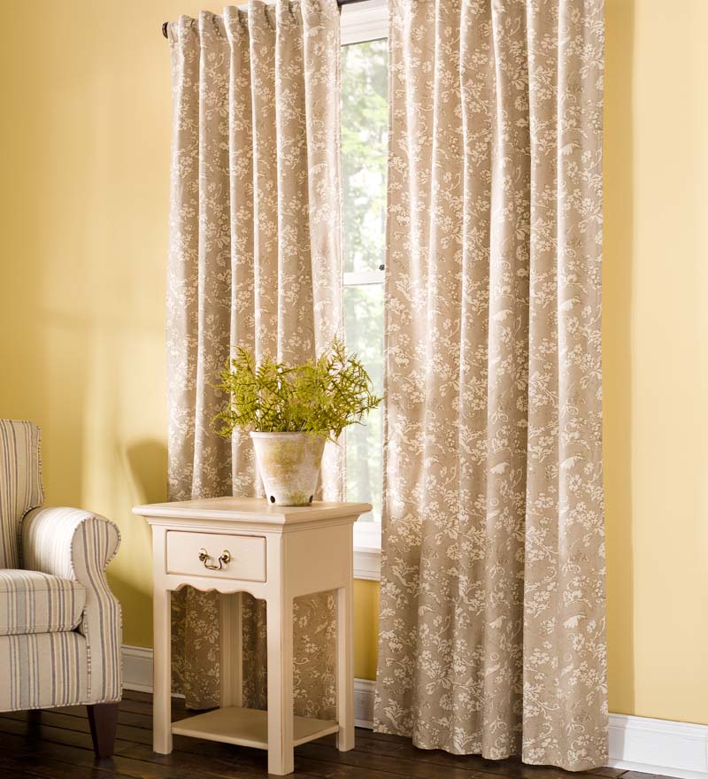 Plow &amp; Hearth Valances | Indoor Living Floral Damask Rod-Pocket Homespun Insulated Curtain Panel