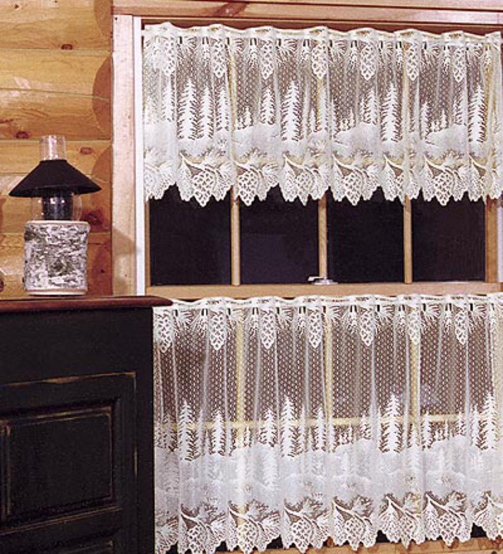 Plow &amp; Hearth Valances | Indoor Living Pinecone Lace Valance And Tiers