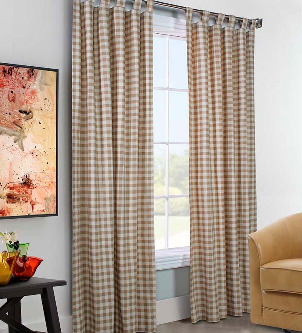 Plow &amp; Hearth Valances | Indoor Living Thermalogic Energy Efficient Insulated Check Tab-Top Curtain Pairs