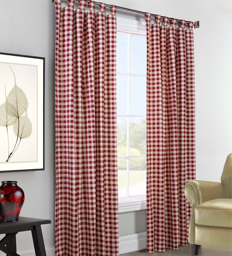 Plow &amp; Hearth Valances | Indoor Living Thermalogic Energy Efficient Insulated Check Tab-Top Curtain Pairs