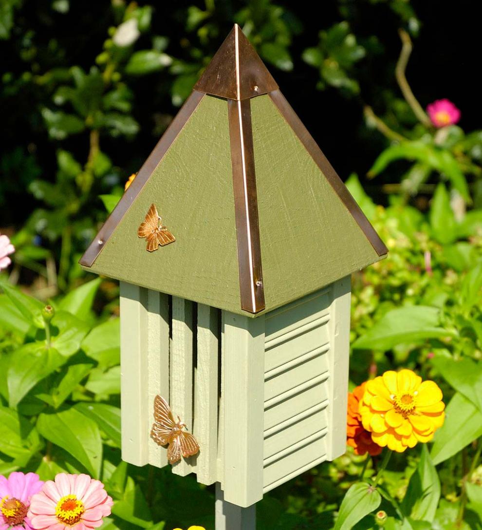 Plow &amp; Hearth Wildlife Housing | Yard &amp; Garden Flutterbye Cypress And Copper Butterfly House - Celery