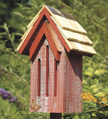Plow &amp; Hearth Wildlife Housing | Yard &amp; Garden Mademoiselle Wood Butterfly House Shelter With Pole - Red