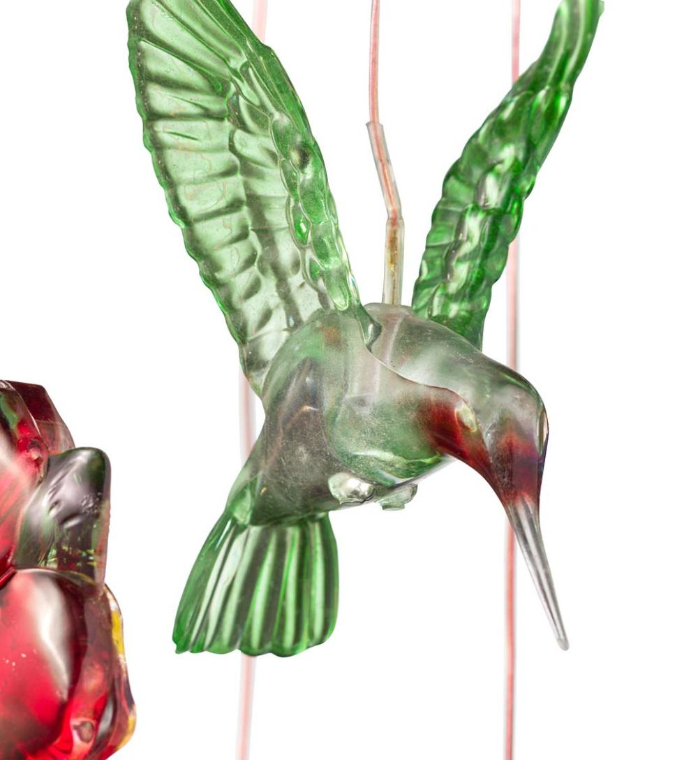 Plow &amp; Hearth Wind Chimes &amp; Mobiles | Outdoor Living Color Changing Solar Mobile With Hummingbirds And Flowers