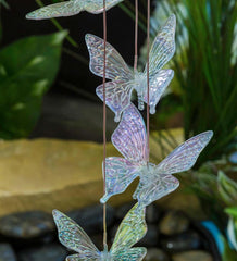 Plow &amp; Hearth Wind Chimes &amp; Mobiles | Outdoor Living Color Changing Solar Mobile With Iridescent Butterflies