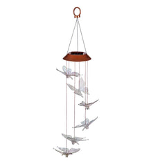 Plow &amp; Hearth Wind Chimes &amp; Mobiles | Outdoor Living Color Changing Solar Mobile With Iridescent Butterflies