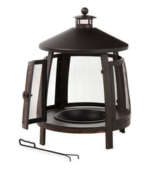 Plow &amp; Hearth Wood Burning Fire Pits | Fireplace &amp; Hearth Fully Enclosed Pagoda Fire Pit With Poker