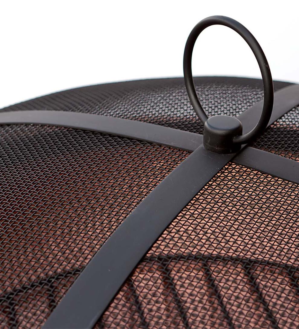 Plow &amp; Hearth Wood Burning Fire Pits | Fireplace &amp; Hearth Hammered Copper Fire Pit With Lid Converts To Table