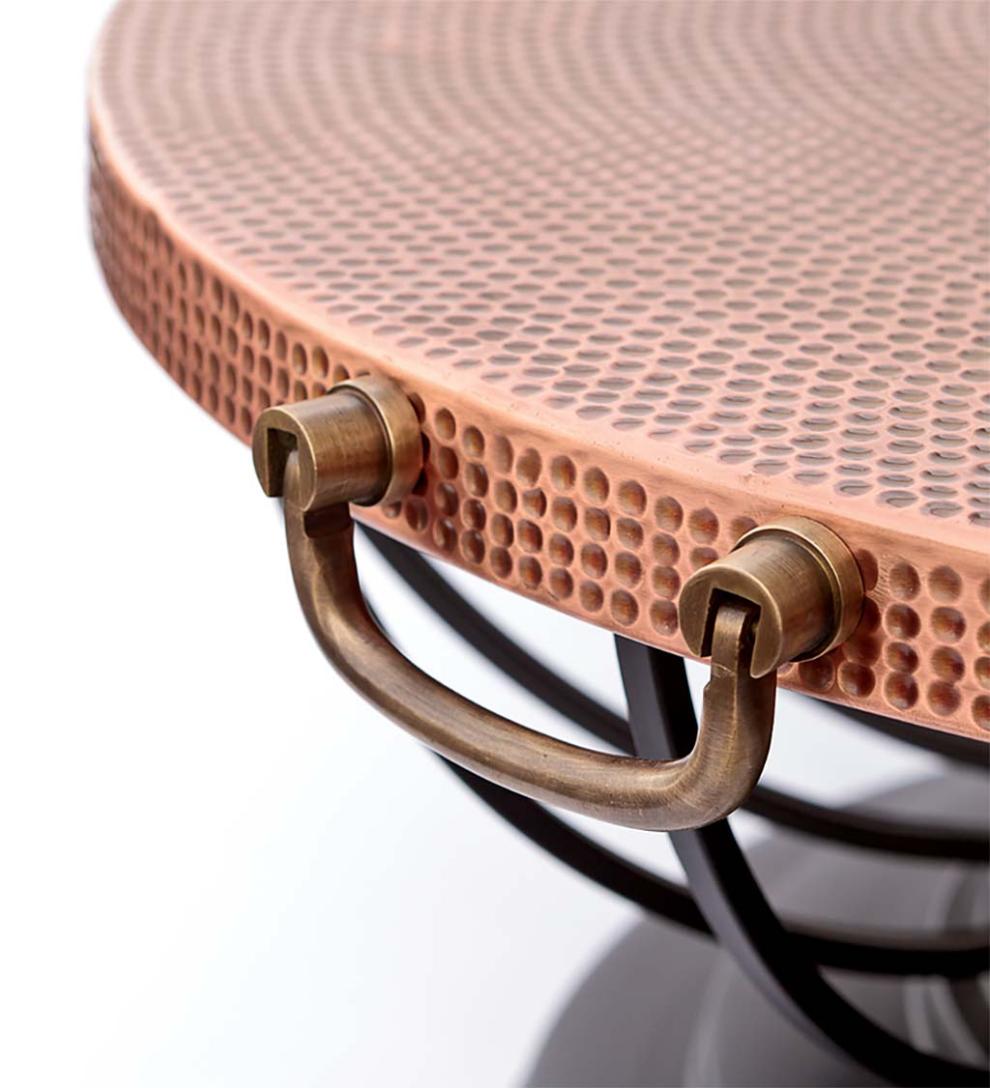 Plow &amp; Hearth Wood Burning Fire Pits | Fireplace &amp; Hearth Hammered Copper Fire Pit With Lid Converts To Table