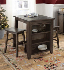 Plow &amp; Hearth Wood Furniture | Outdoor Living Cape Charles 3-Piece Barnwood Dining Set With Stools - Barnwood