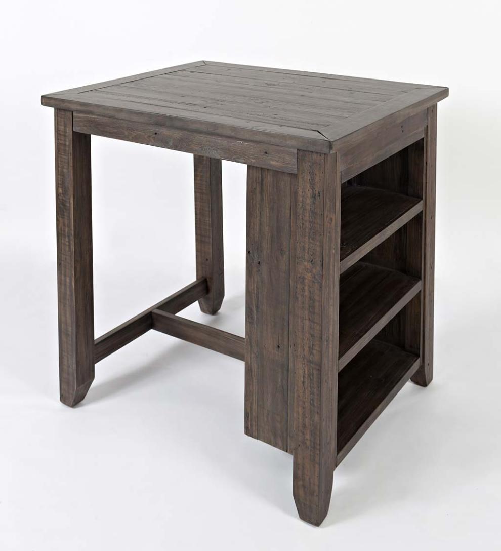 Plow &amp; Hearth Wood Furniture | Outdoor Living Cape Charles 3-Piece Barnwood Dining Set With Stools - Barnwood