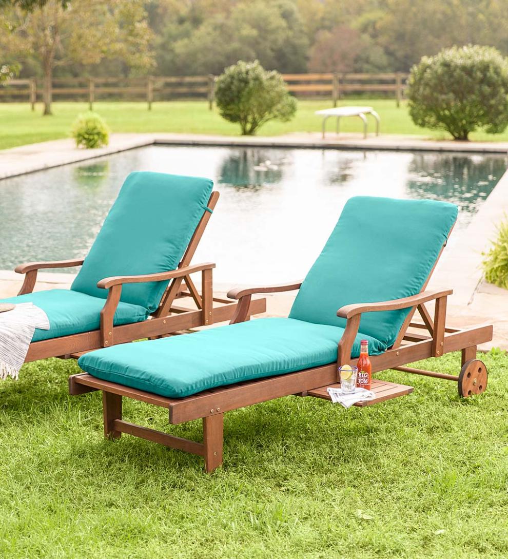 Plow &amp; Hearth Wood Furniture | Outdoor Living Claremont Eucalyptus Outdoor Chaise Lounge - Natural