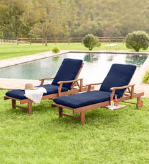 Plow &amp; Hearth Wood Furniture | Outdoor Living Claremont Eucalyptus Outdoor Chaise Lounge - Natural