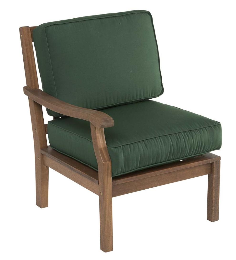 Plow &amp; Hearth Wood Furniture | Outdoor Living Claremont Eucalyptus Outdoor Sectional Seating With Cushions