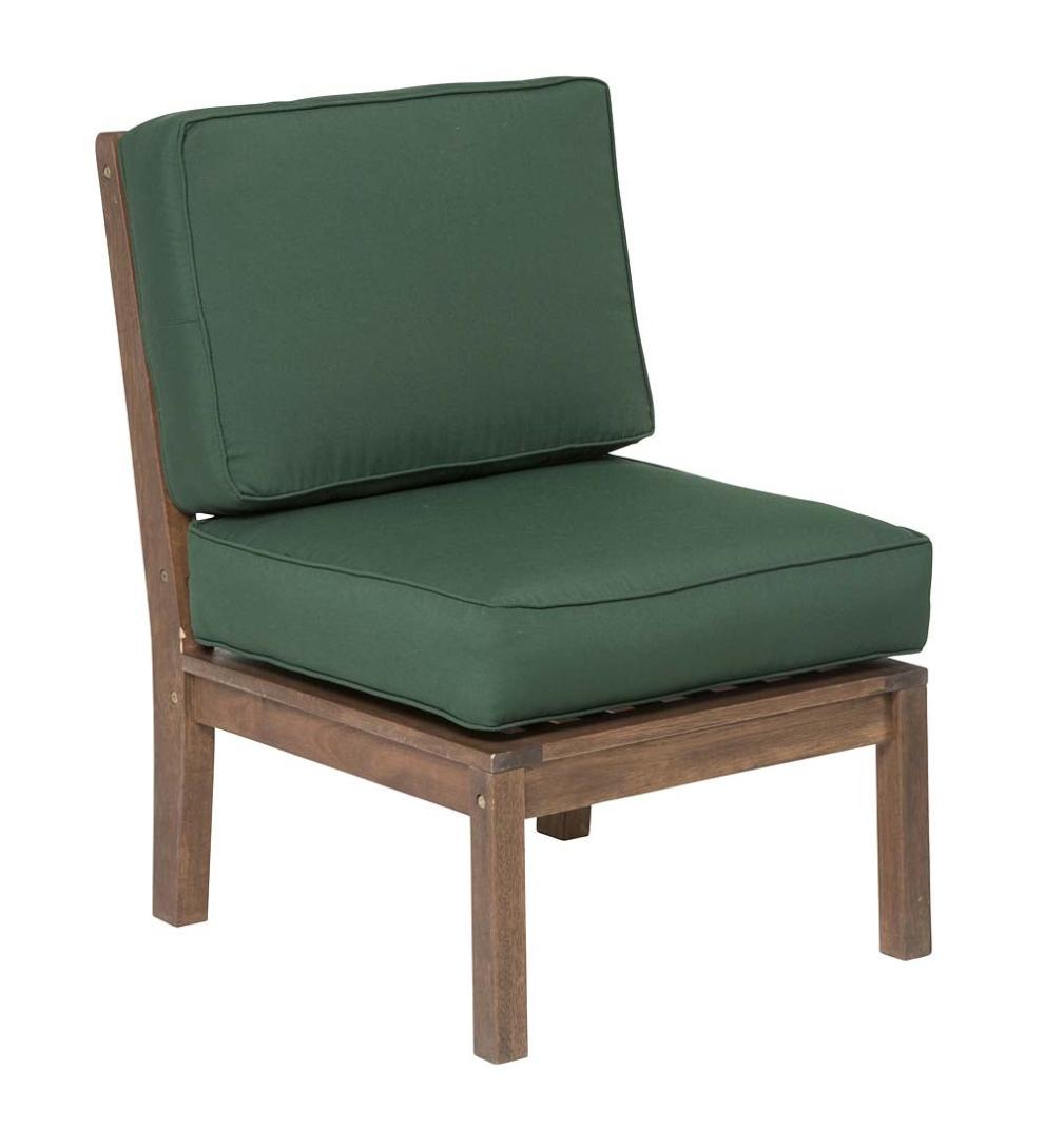 Plow &amp; Hearth Wood Furniture | Outdoor Living Claremont Eucalyptus Outdoor Sectional Seating With Cushions