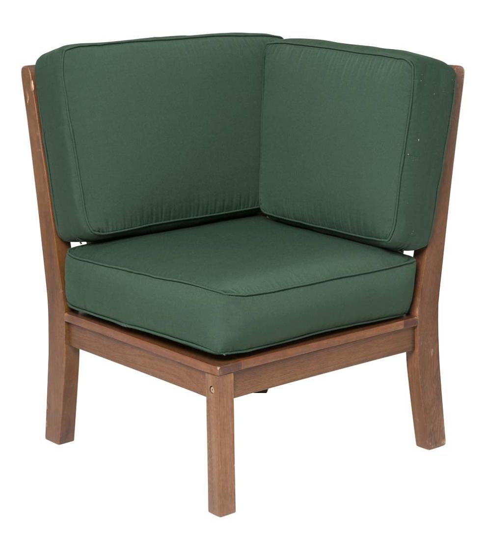 Plow &amp; Hearth Wood Furniture | Outdoor Living Claremont Eucalyptus Outdoor Sectional Seating With Cushions