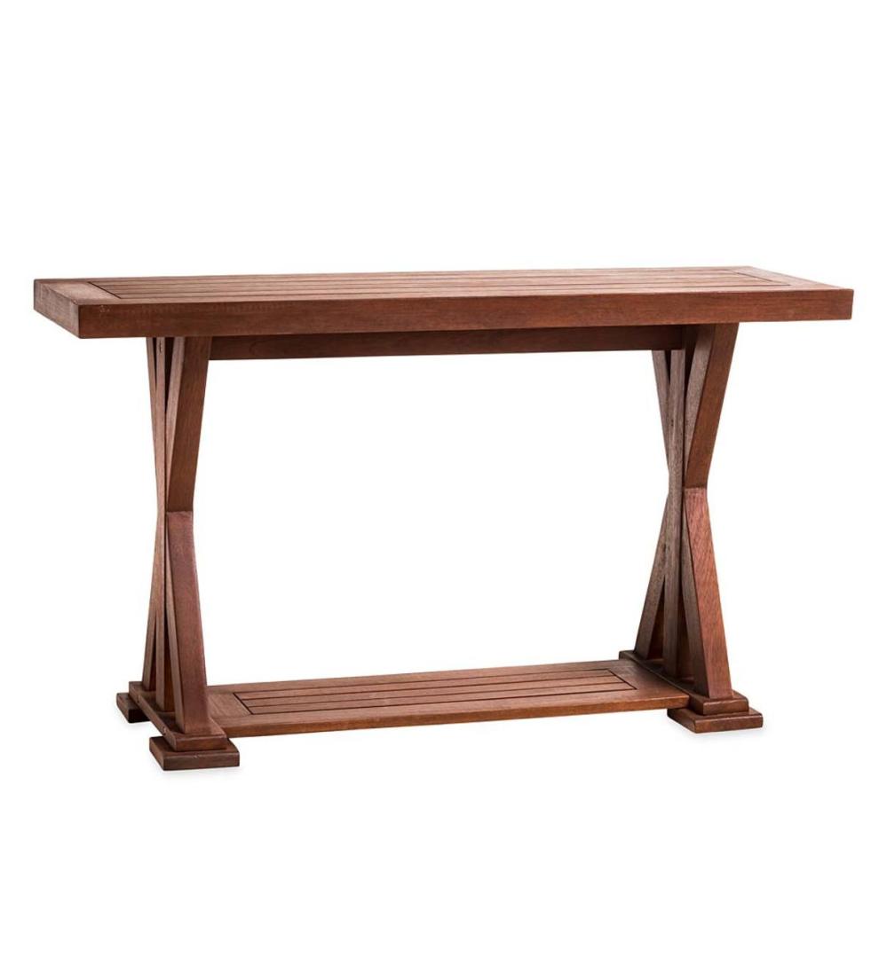 Plow &amp; Hearth Wood Furniture | Outdoor Living Claremont Outdoor Eucalyptus Console Table