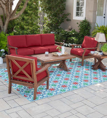 Plow &amp; Hearth Wood Furniture | Outdoor Living Claremont Seating Collection, Eucalyptus Wood Outdoor Furniture
