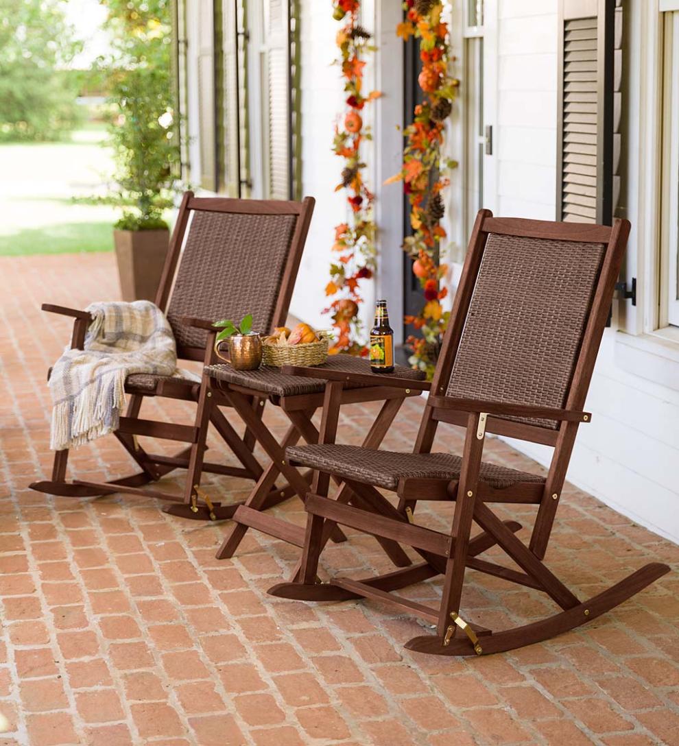 Plow &amp; Hearth Wood Furniture | Outdoor Living Claytor Folding Eucalyptus Outdoor Furniture