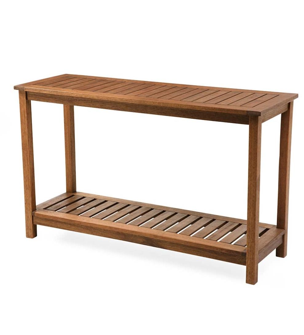 Plow &amp; Hearth Wood Furniture | Outdoor Living Eucalyptus Wood Console Table, Lancaster Outdoor Furniture Collection