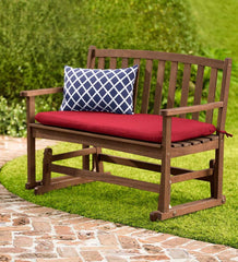 Plow &amp; Hearth Wood Furniture | Outdoor Living Eucalyptus Wood Love Seat Glider, Lancaster Outdoor Furniture Collection - Natural