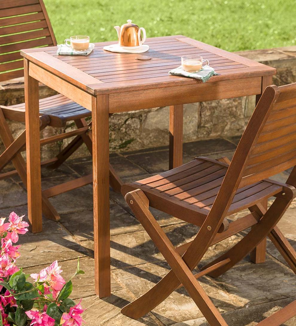 Plow &amp; Hearth Wood Furniture | Outdoor Living Eucalyptus Wood Outdoor Bistro Furniture