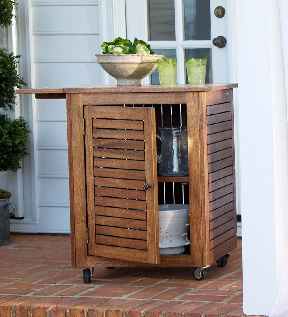 Plow &amp; Hearth Wood Furniture | Outdoor Living Eucalyptus Wood Rolling Carts, Lancaster Outdoor Furniture Collection