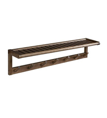 Plow &amp; Hearth Wood Furniture | Outdoor Living Farmhouse Wall-Mount Wood Coat Rack With Pegs And Top Shelf - Antique Chestnut