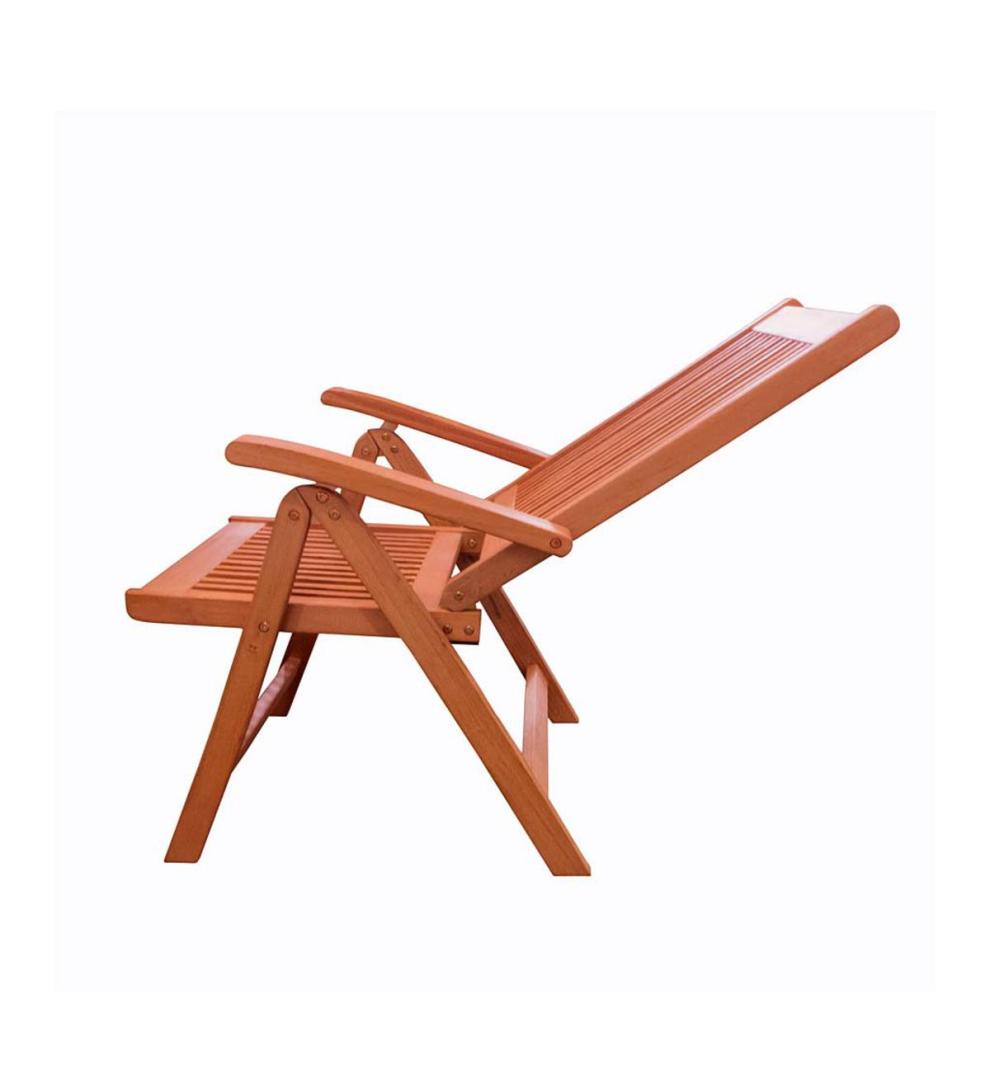 Plow &amp; Hearth Wood Furniture | Outdoor Living Forest Stewardship Council Certified Eucalyptus 5-Position Reclining Chair