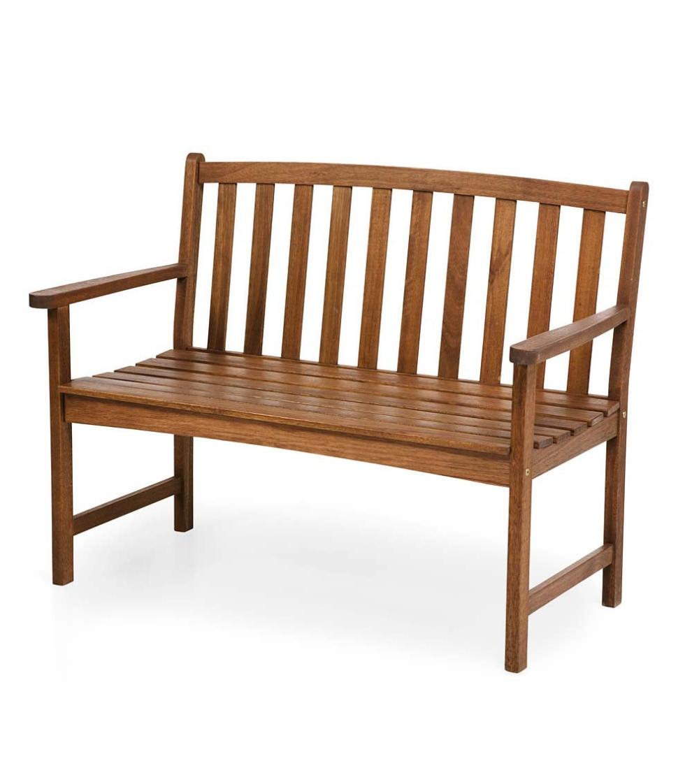 Plow &amp; Hearth Wood Furniture | Outdoor Living Lancaster Eucalyptus Wood Bench - Natural
