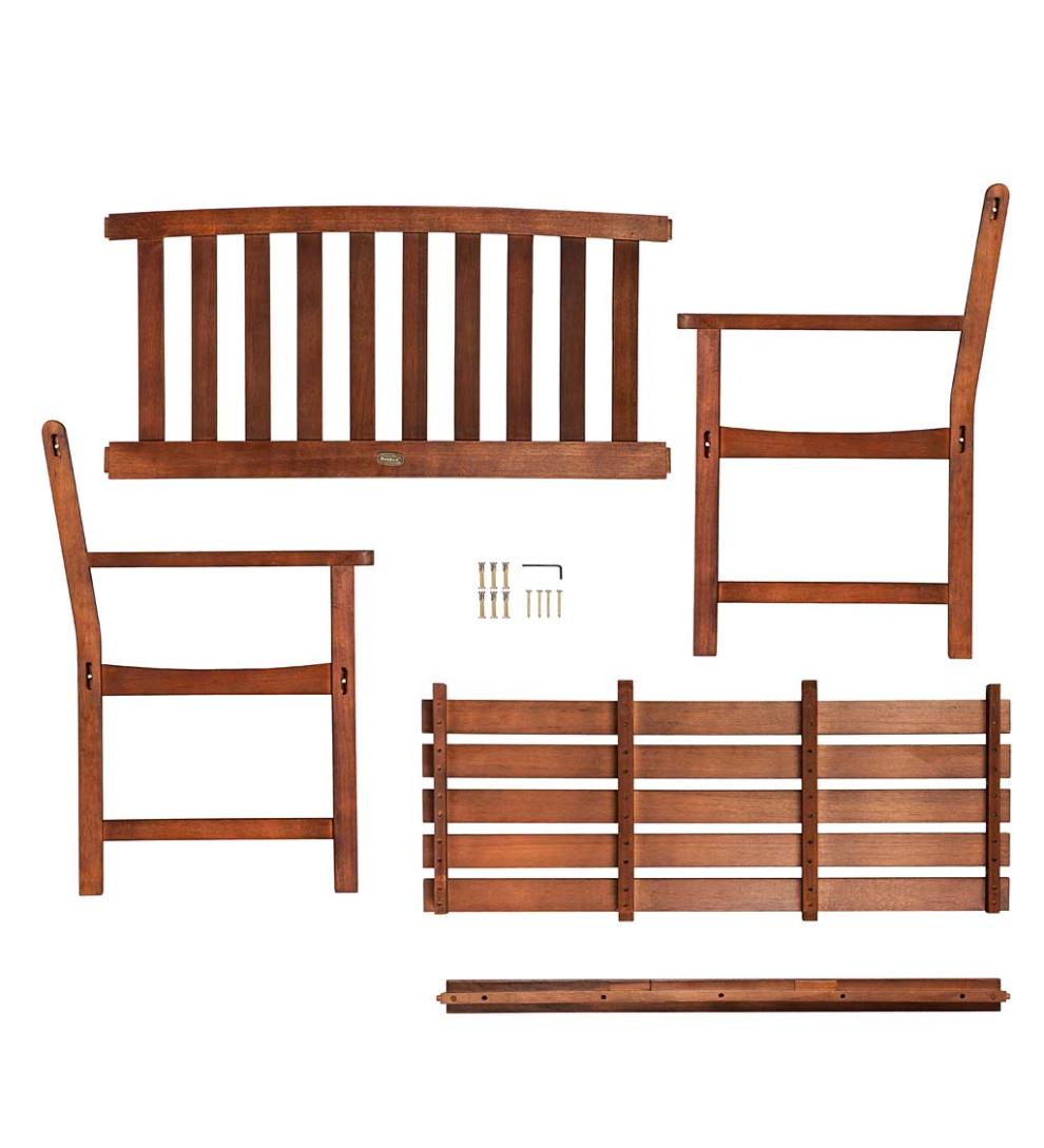 Plow &amp; Hearth Wood Furniture | Outdoor Living Lancaster Eucalyptus Wood Bench - Natural