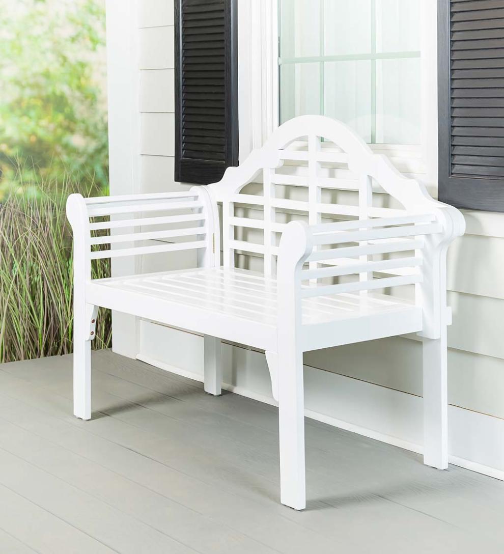 Plow &amp; Hearth Wood Furniture | Outdoor Living Lutyens Wood Garden Bench - Black