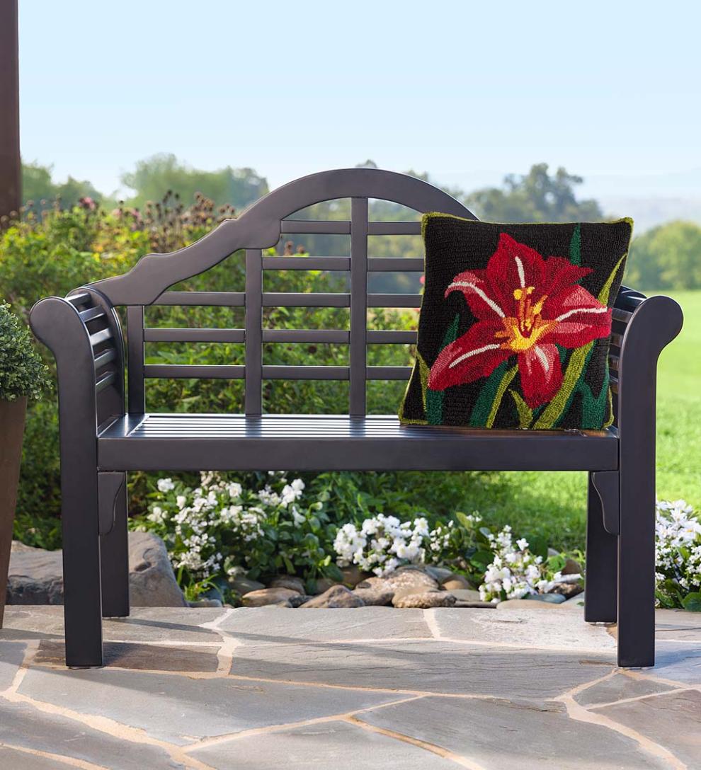 Plow &amp; Hearth Wood Furniture | Outdoor Living Lutyens Wood Garden Bench - Black