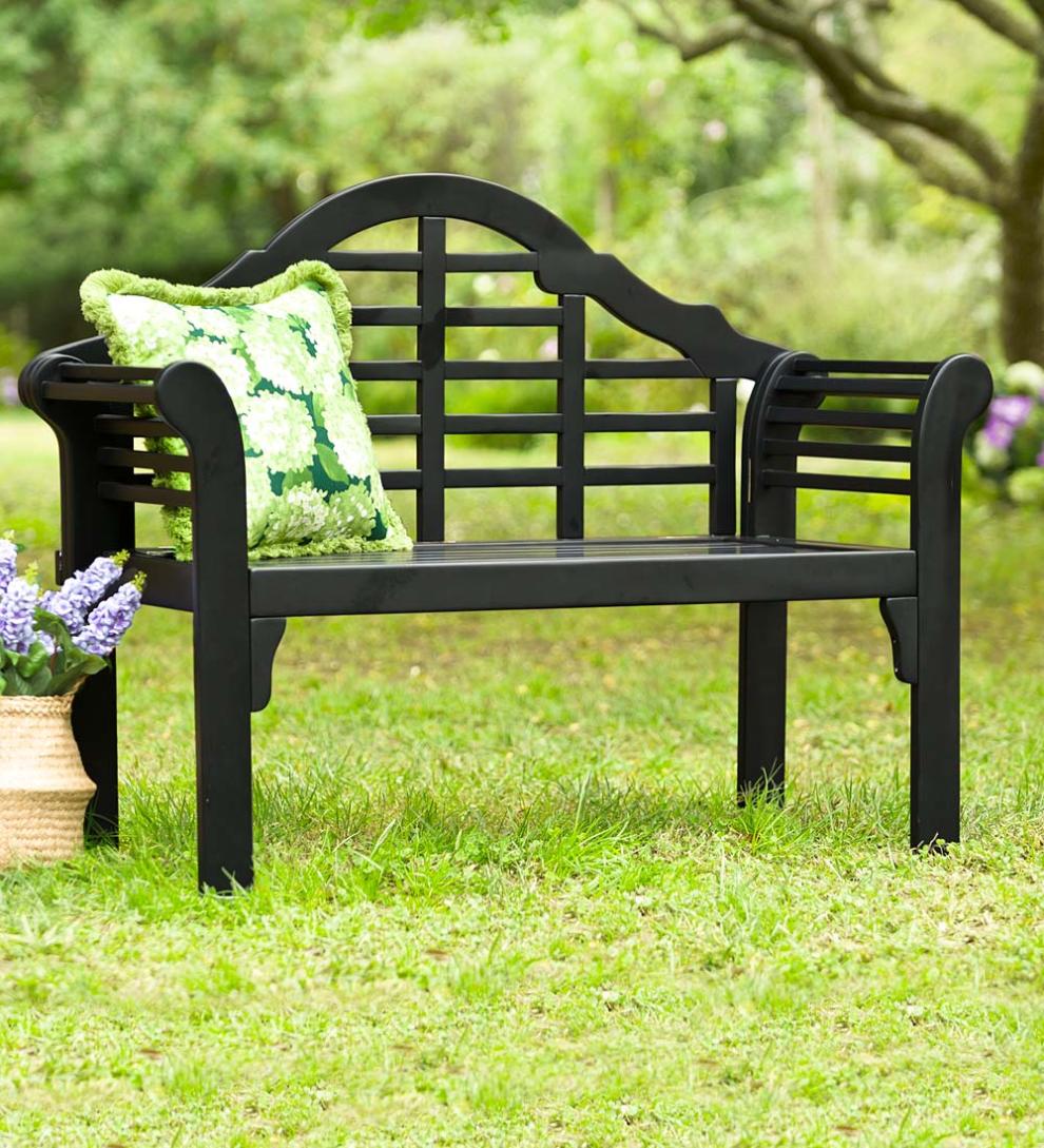 Plow &amp; Hearth Wood Furniture | Outdoor Living Lutyens Wood Garden Bench - Black