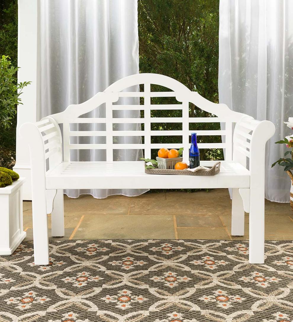 Plow &amp; Hearth Wood Furniture | Outdoor Living Lutyens Wood Garden Bench - Black