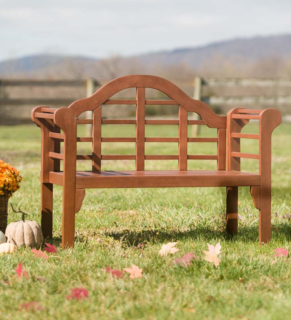 Plow &amp; Hearth Wood Furniture | Outdoor Living Lutyens Wood Garden Bench - Black