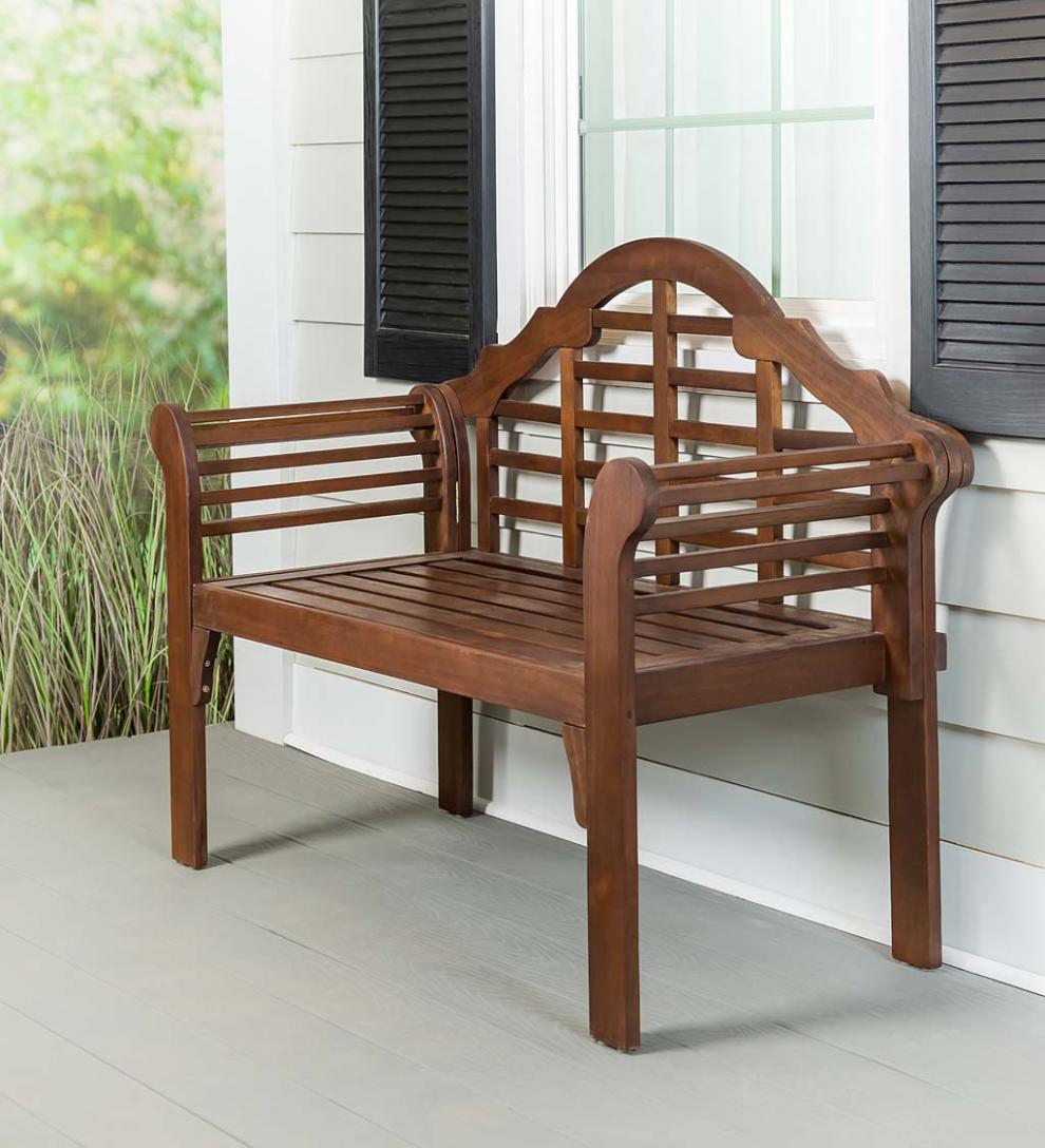 Plow &amp; Hearth Wood Furniture | Outdoor Living Lutyens Wood Garden Bench - Black