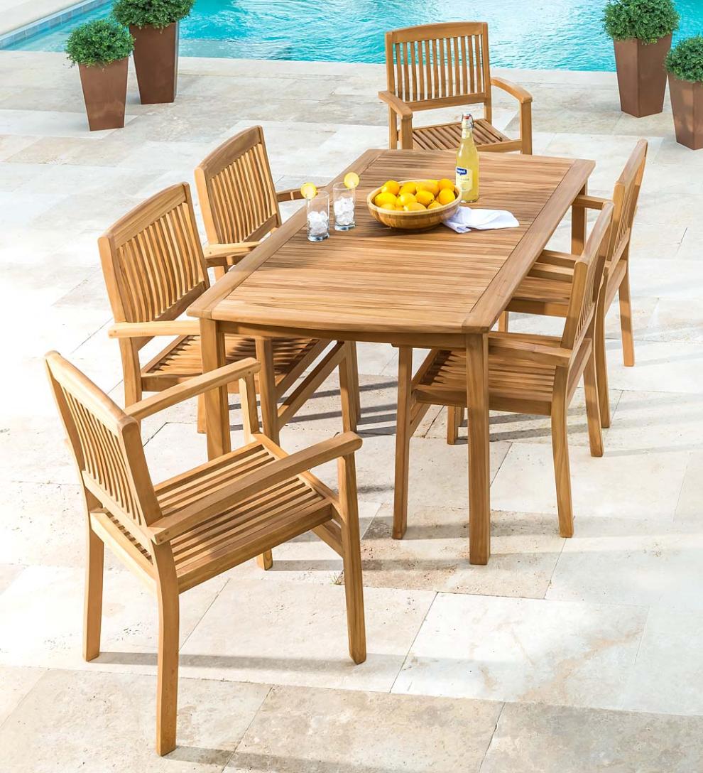 Plow &amp; Hearth Wood Furniture | Outdoor Living Rectangular Teak Dining Table