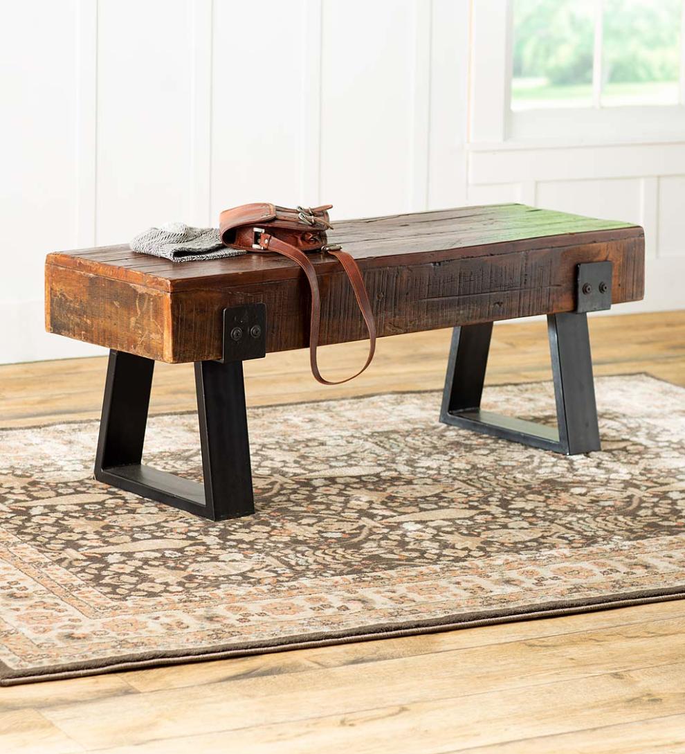 Plow &amp; Hearth Wood Furniture | Outdoor Living Richland Indoor/Outdoor Reclaimed Wood Bench